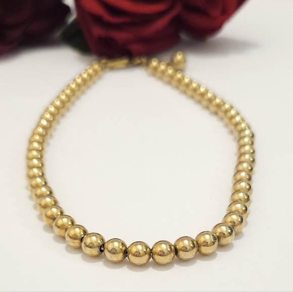 Vintage Napier Gold Tone Bead on Chain Choker Necklace 14"-16" long - Picture 5 of 9